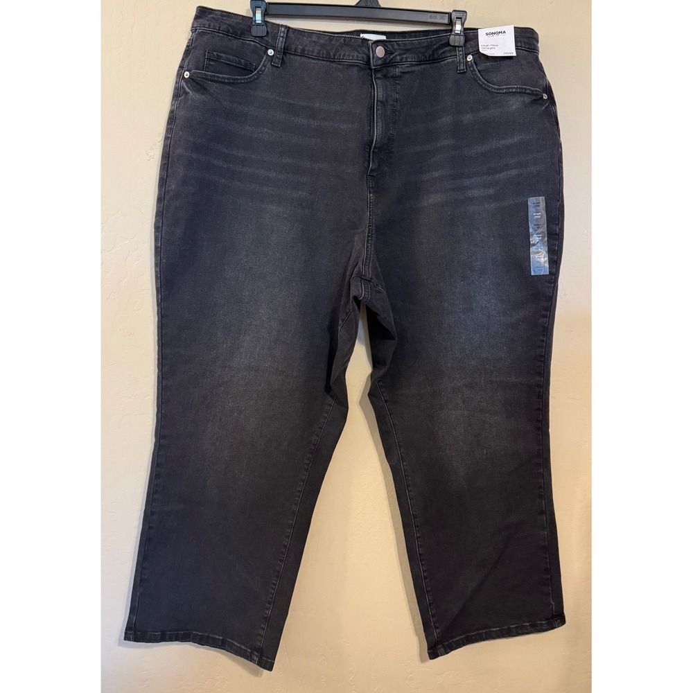 Sonoma Jeans Women 26W Black High Rise Straight Stretch‎ Denim Pants NEW